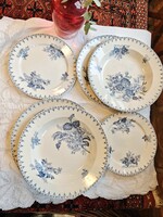Antik Sarreguemines U &C Flore 6 db tányér,Vintage french transferware plates