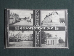Képeslap,Ausztria,Wolfsthal,városháza,kastély,városi látkép,részlet,Josef Popper kiadás Wien,1919-