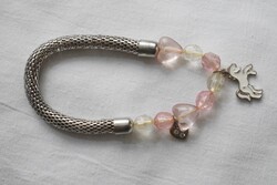 Karkötő , fém , műgyöngy , lovacska , szív , bizsu , 15 cm a belső átmérő , gumis