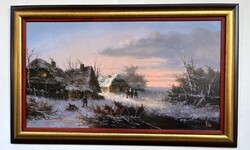 Ifj. Vigyázó László Vila Téli délután 50x90 cm + keret