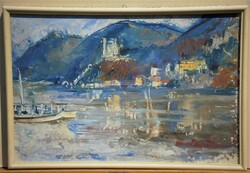 (K) Vinkler László (1912-1980) : Folyópart / hátul: Fotelben ülő asszony