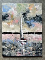 •••VITORLÁS•••PreszyArt 80x60cm vászon••• Balaton vitorlázás