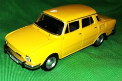 Sárga Csehszlovák régi típusú SKODA - 100 fém modellautó 1:43 jó állapotba a képek szerint