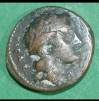 Szicília Agathoklész ( Kr. e. 317 - Kr. e. 304 ) Tetradrachma bronz jó tartású