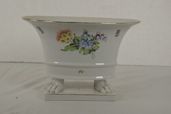 Oroszlánlábas Herendi porcelán kaspó, virágdíszítéssel A403