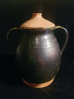 Gömöri kétfülű mázas fazék 23 cm magas