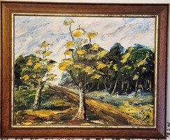 Gy. Simon Margit: Őszi benyomások – Lektorált, zsűriszámmal ellátott impresszionista olajfestmény