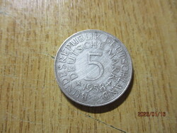 1958 G  NSZK ezüst 5 márka. ritka,keresett