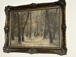 Mesterházy Dénes (1900-1949 ) Téli erdő festmény