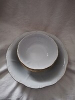 Zsolnay aranyozott, indamintás porcelán kompótos készlet    R