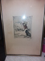 Csók  István szinezett rézkarca,Züzü