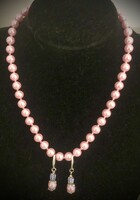 Kétrészes, egyenként csomózott csodás rózsaszín Kagylógyöngy szett