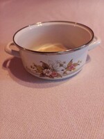 Fehér virágos lábas  - 2 helyen szépséghibás - 2,55 literes