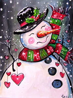 Snowman - acrylic painting / Snowman - akril festmény