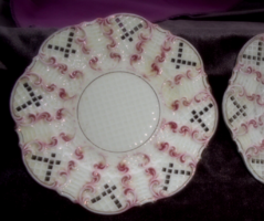 2 db Steidl Znaim ? majolika fali tányér-áttört szegély-