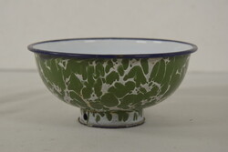 Zöld-fehér márványos zománcozott fém tálka A406