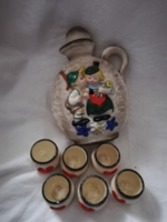 Ritka vintage korai Hummel decanter pálinkás szett    R