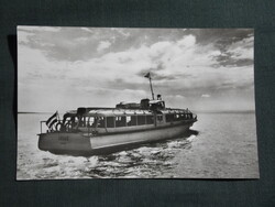 Képeslap,Balaton,Lelle sétahajó,vízibusz látkép,részlet, 1959-