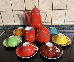 Hollóházi 16d-os retro kávéskészlet (pöttyös)