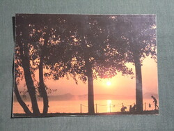 Képeslap,Balaton part,sétány,strand,naplemente látkép,részlet, 1989-