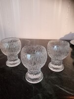 3 db skandináv / finn jégüveg Iittala pohár - Tervező:  Timo Sarpaneva kekkerit sorozat