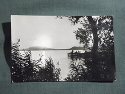 Képeslap,Balaton part,naplemente,horgász,Badacsony látkép,részlet, 1963-