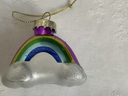 Gyönyörű retró karácsonyfa üveg dísz szivárvány.