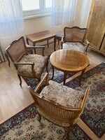 Dohányzóasztal 3 karosszékkel intarziás