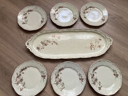 6 SZ. ZSOLNAY VIRÁGMINTÁS PORCELÁN SÜTEMÉNYES, SZENDVICSES KÉSZLET