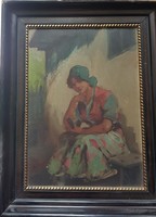 Kohán Gy. jelzéssel : Kártyajós cigánylány