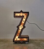 Exclusive Large Illuminated Red Copper Letter with Pulled Neon and Mirror Bulbs, multiple pieces