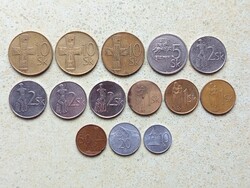 Szlovákia 14 db Különböző Érme 10,20,50 Halierov 1,2,5,10 Korona 1993-2003
