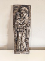 Nagy méretű (35 cm) modernista Mária a gyermekkel – art deco stílusú terrakotta dombormű"