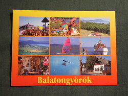 Képeslap,Balatongyörök,parti sétány,strand,hajóállomás,sétahajó,üdülő látkép,részlet,1999-