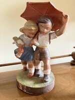 GONDOS JÓZSEF KERÁMIA SZOBOR / ESERNYŐ ALATT