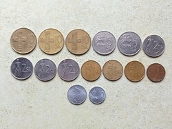 Szlovákia 15 db Különböző Érme 10,20,50 Halierov 1,2,5,10 Korona 1993-1996