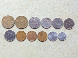 Szlovákia 12 db Különböző Érme 10,20 Halierov 1,2,5,10 Korona 1993-2003
