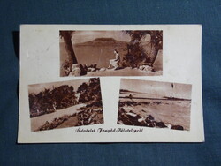 Képeslap,Fonyód,Bélatelep,Balaton part,móló,Badacsony látkép részlet, 1956-