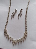 Old rhinestone necklace + earrings