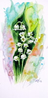 Lily of the valley -  watercolor painting - Gyöngyvirág- akvarell festmény