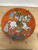 Nagy méretű Pál Ferenc falidísz:Sárkányölő Szent György