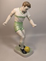 Zöld mezes, Hollóházi, focista porcelán szobor