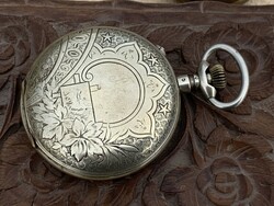 Nagyméretű Roskopf Acél zsebóra 58 mm hibátlan működés!