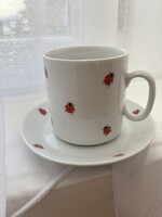 6 db katicás porcelán bögre + alátét