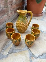 Corn Pattern Ceramic Wine Set, Jug and 6 Cups