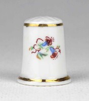 1Y650 Hollóházi apró virágmintás aranyozott porcelán gyűszű