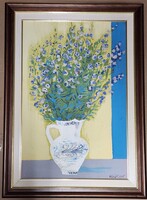Hézső Ferenc: Szarkaláb 1975. Csendélet 60x40 HMV