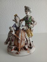 Német Lippelsdorfi, Wagner & Apel, GDR vintage porcelán zenészpár szobor