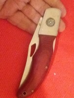 Fa nyelű acél pengés fém rátét+ biztonsági zár+ iránytű bicska zsebkés 19cm-9cm penge képek szerint