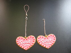 Hanging heart, with sweat you inscription, also for key ring, 2 pieces sold together